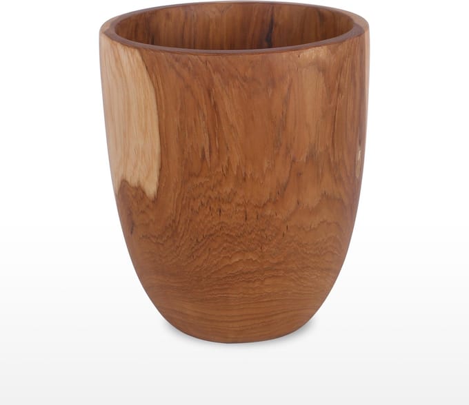 Vaas van Teak - Hoogte; 29 cm | behandeld met bijenwas