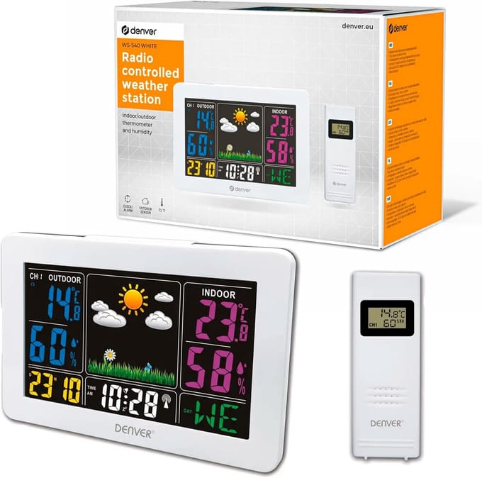 Weerstation Binnen Buiten Temperatuur Vochtigheid Kleurendisplay