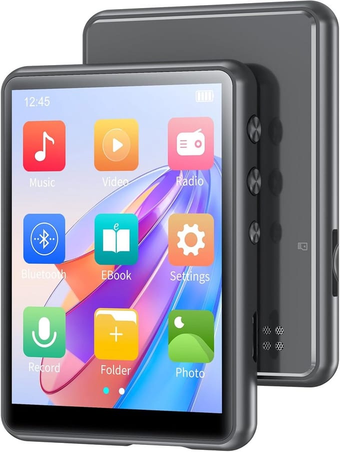 Draagbare MP3 Speler met 64GB, Touchscreen, Ingebouwde Speaker en Hifi Geluid