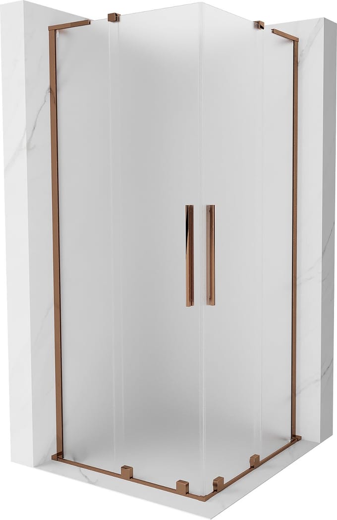 Mexen Velar L Duo schuifdouchecabine 80 x 80 , ijs, roze goud - 871-080-080-02-33-60