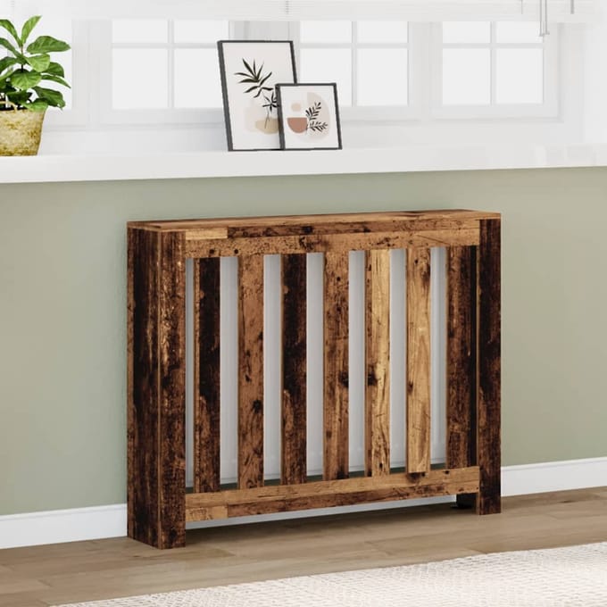 Cache-radiateur effet bois vintage 104 x 20 x 82 cm Bois d'ingénierie