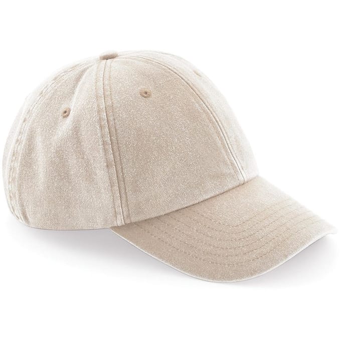 Beechfield Unisex Laag Profiel Vintage Denim-Look Cap (Vintage steen)