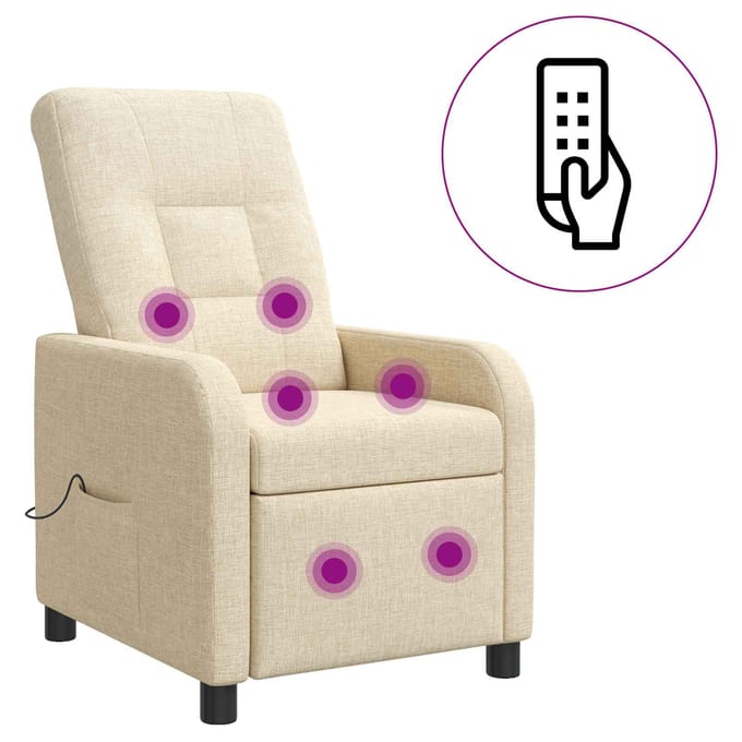 vidaXL - Massage - Relaxstoel - Crèmekleurig - Stof
