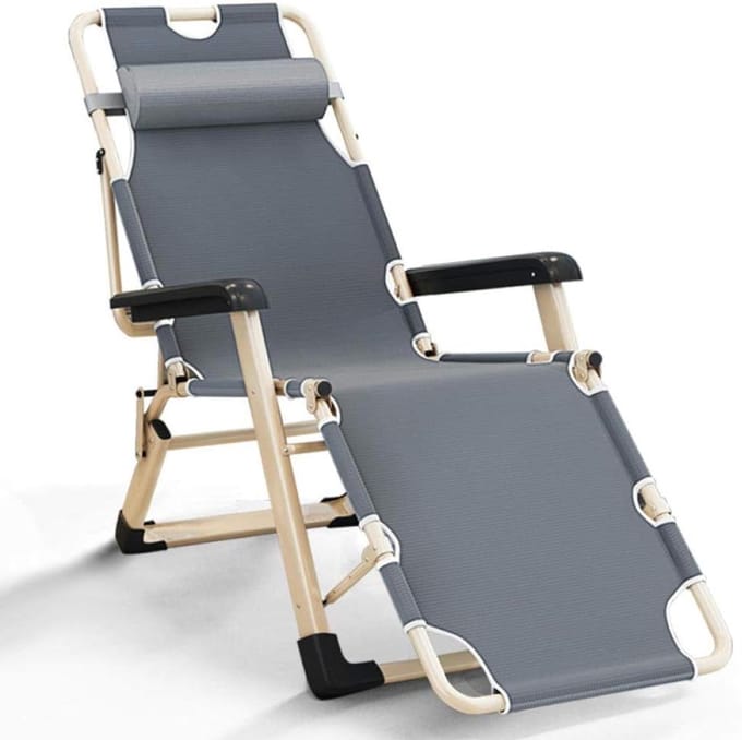 Opklapbare ligstoel - Tuinstoel relax - Buiten ontspannen - Verstelbaar ligsysteem - 178 cm lang - Grijs