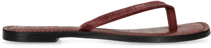 Sacha - Dames - Rode leren croco teenslippers - Maat 37