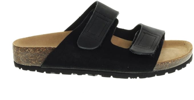 Zwarte Suede Slippers Velcro Bionatura maat 44