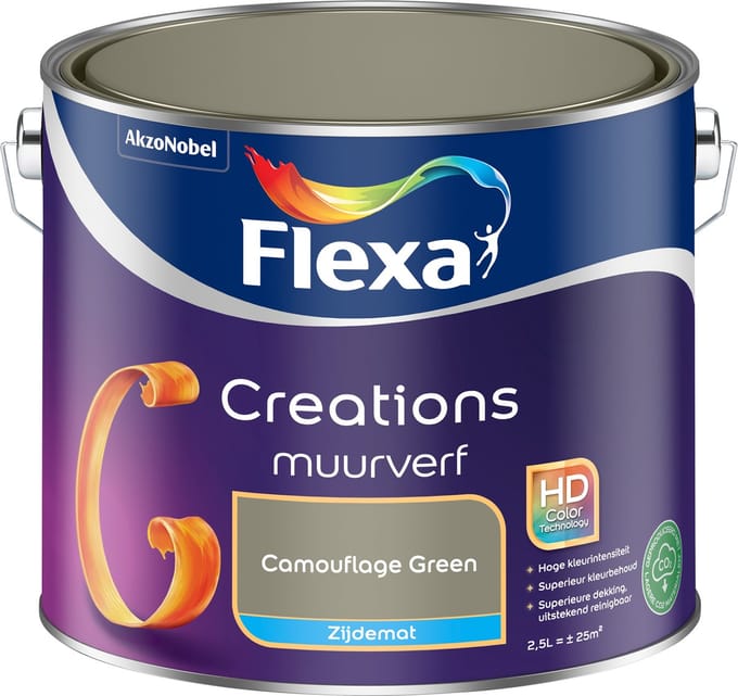 Flexa Creations Muurverf - Zijdeglans - Camouflage Green - 2,5l