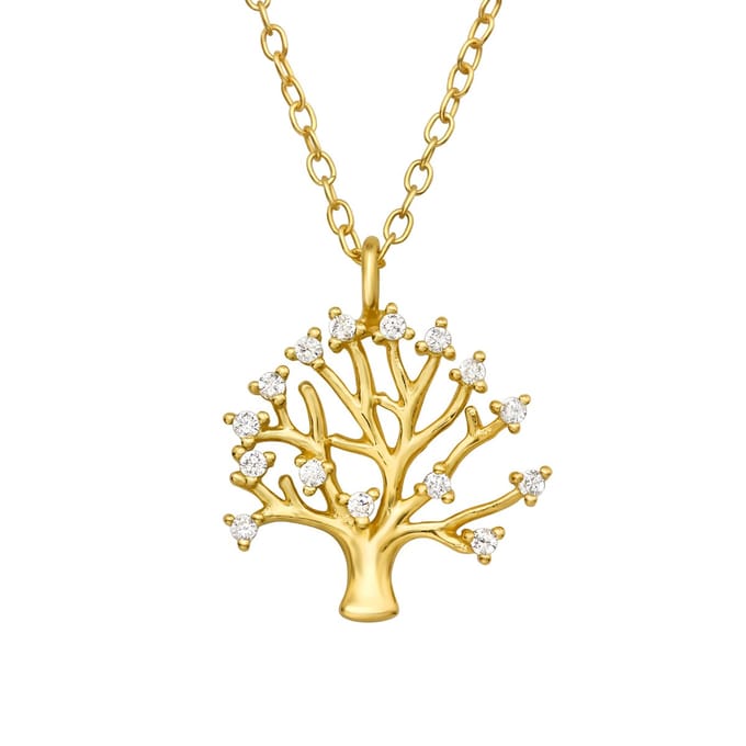Montebello Ketting Mina - 925 Zilver Verguld - Levensboom - Ø13mm - 45cm