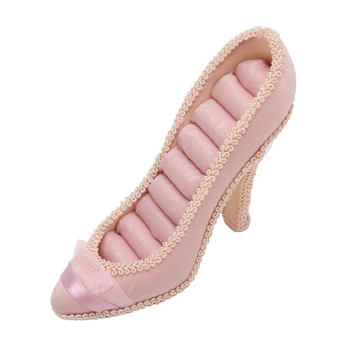 Présentoir à Bagues Rose en Forme de Chaussures à Talons Hauts, Support Râtelier pour Bagues, Présentoir Bijoux, Support pour Boucles d'Oreilles Puces beige