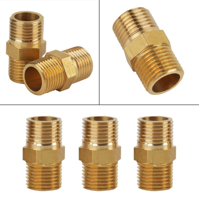 20 stuks 18 BSP naar 18 BSP Buitendraad Messing Pijpzeskantnippel Fitting Snelle Adapter