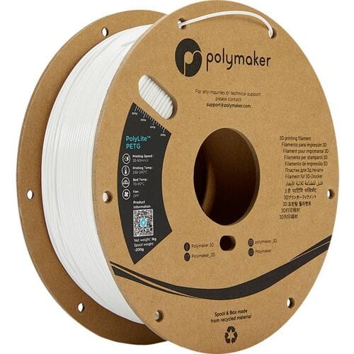 Polymaker PB01002 6938936710042 Filament PETG Hittebestendig, Hoge treksterkte 1.75 mm 1000 g Wit PolyLite™ 1 stuk(s)
