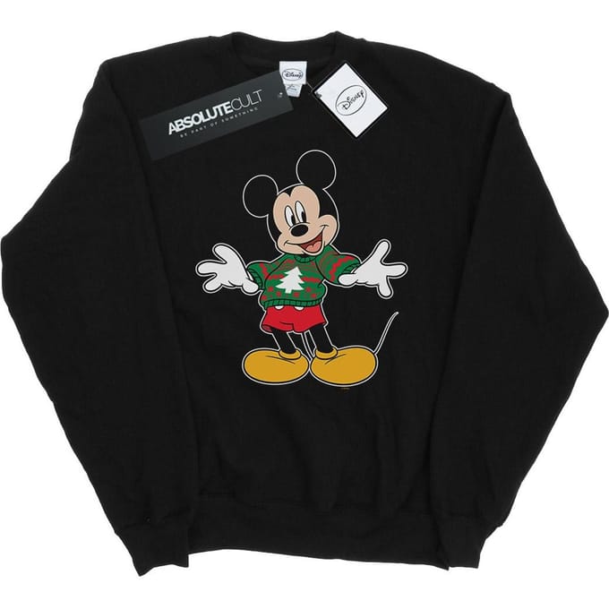 Disney Heren Mickey Mouse Kersttrui Stroke Sweatshirt (Zwart)
