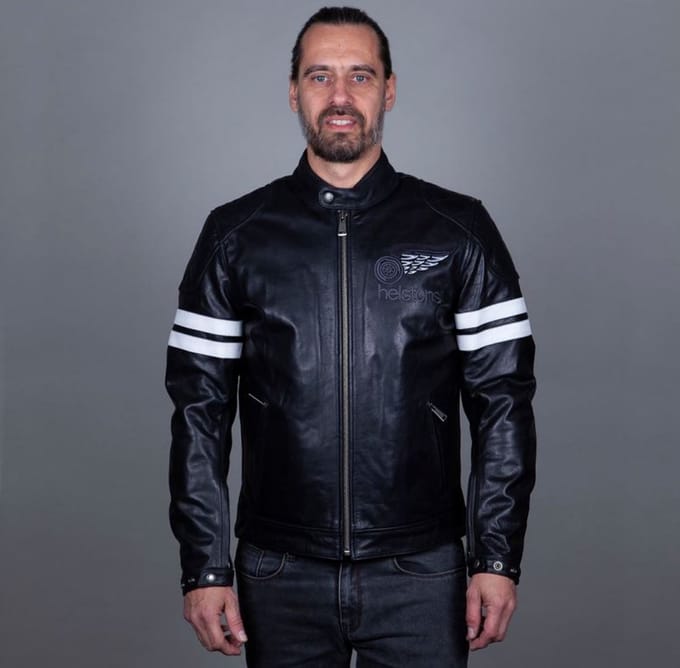 Helstons Jake Speed Leren Buffalo Jas Zwart Wit - Jas