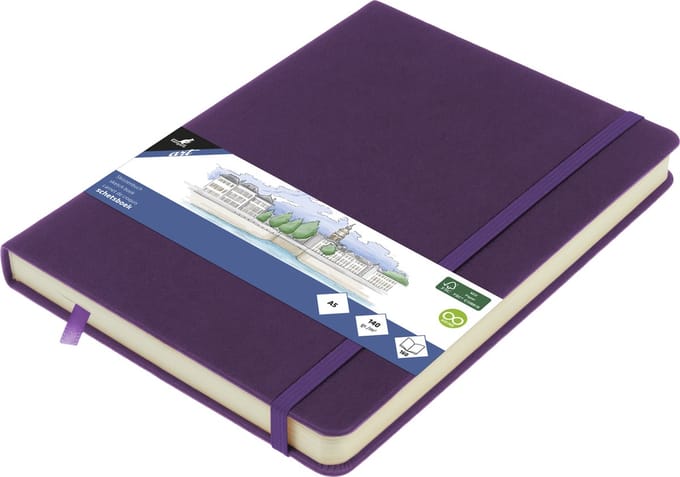 Kangaro schetsboek - A5 - purple heart - met elastiek en lint - 2 stuks - K-861292