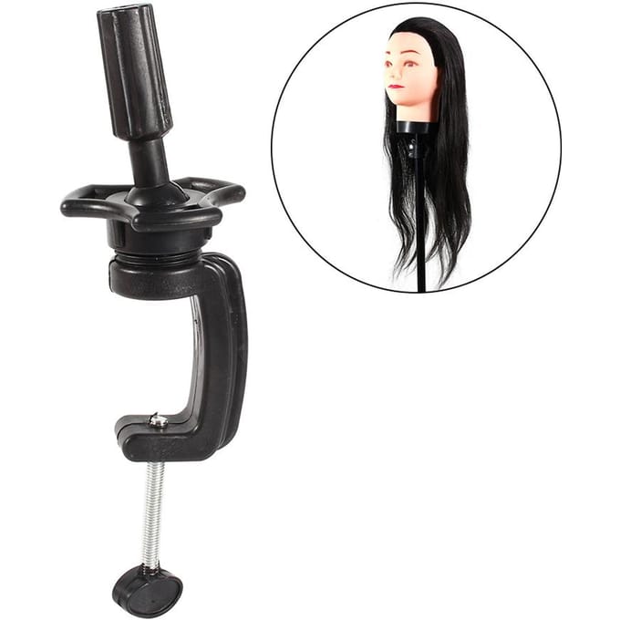 Tête de mannequin pour formation à la coiffure avec pince, noire black