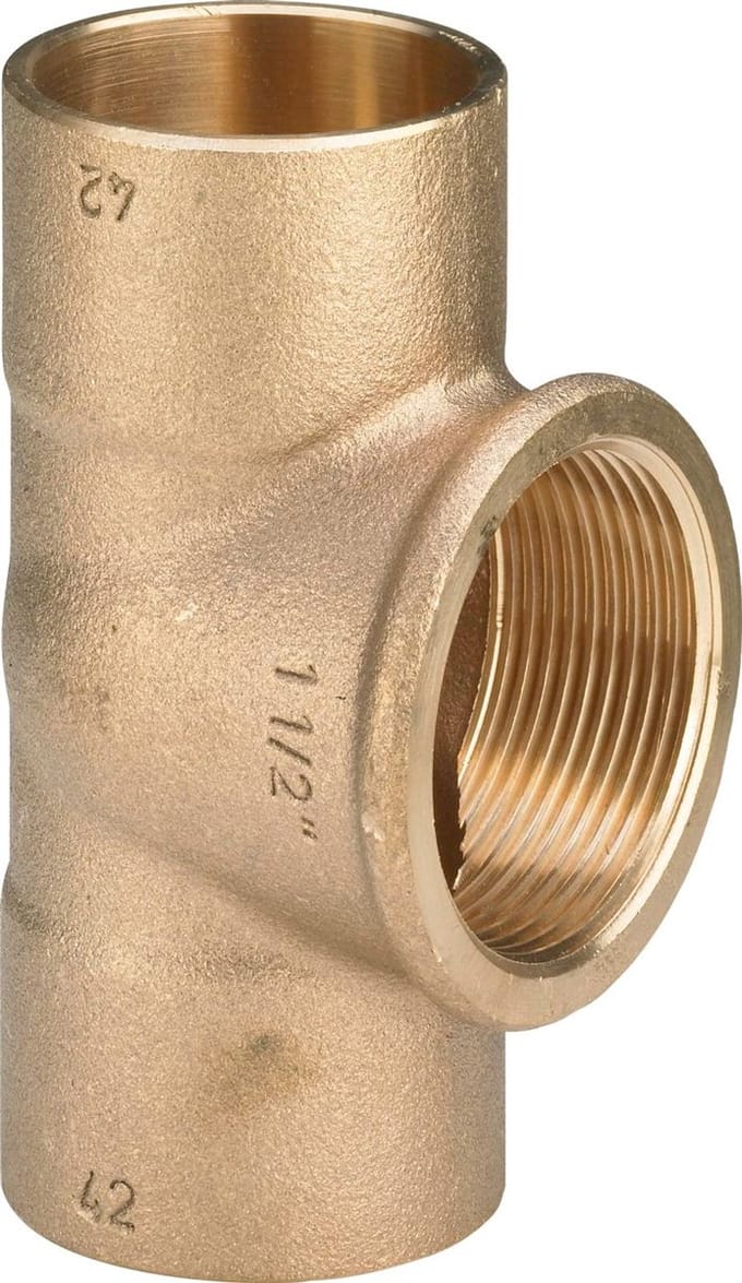Viega T-stuk, d1 22, Rp 1/2, d2 22 rood koper model 94130G, 101978