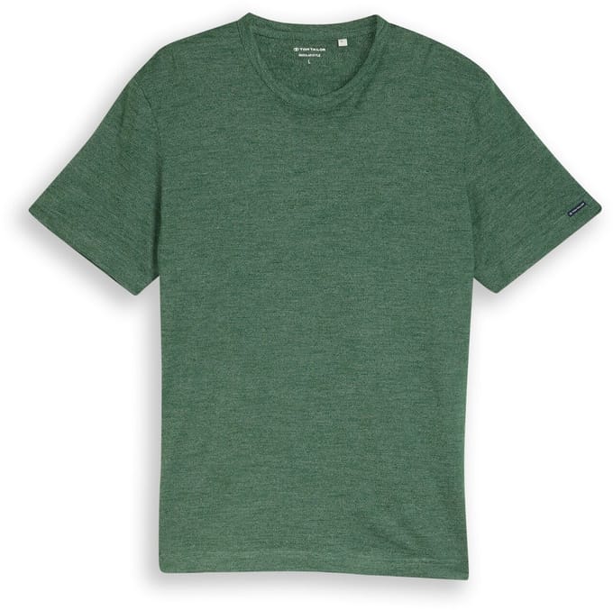 Tom Tailor - T-shirt in gemêleerde look - Maat XXXL - green fine stripe