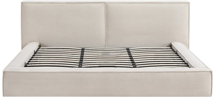 Vente-unique Bed met opbergruimte fluweel beige 180 x 200 cm (Super King Size Bed)