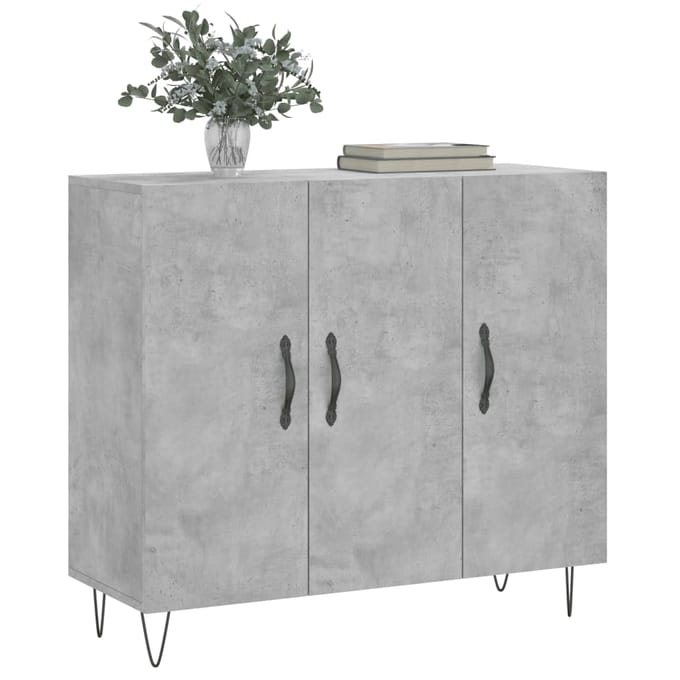 vidaXL - Dressoir - 90x34x80 - cm - bewerkt - hout - betongrijs