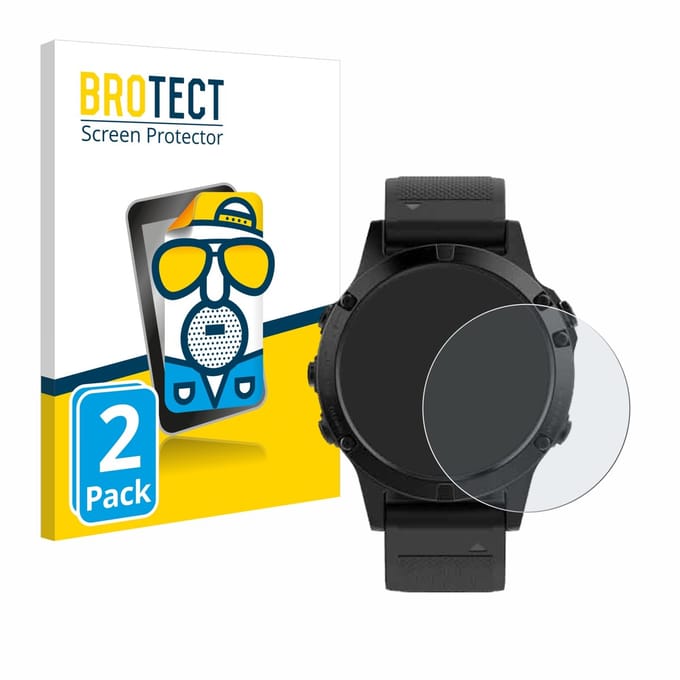 BROTECT - Screenprotector voor Garmin fenix 5 (47 mm) / 5 Plus (47 mm) - Folie Beschermfolie matte 2 Stuks