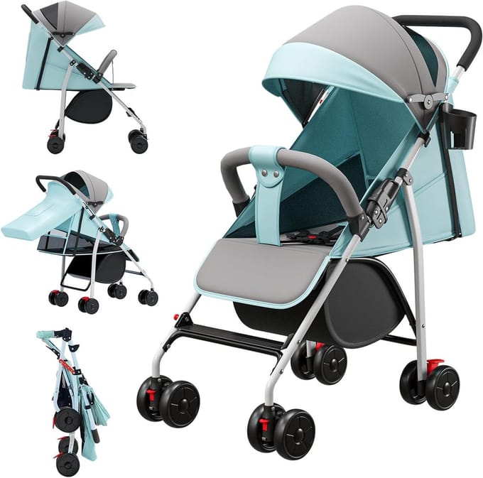 Kinderwagen - Buggy Reiswagen - Compact Reizen - Lichtgewicht Inklapbaar - 0-22 kg - Zwart