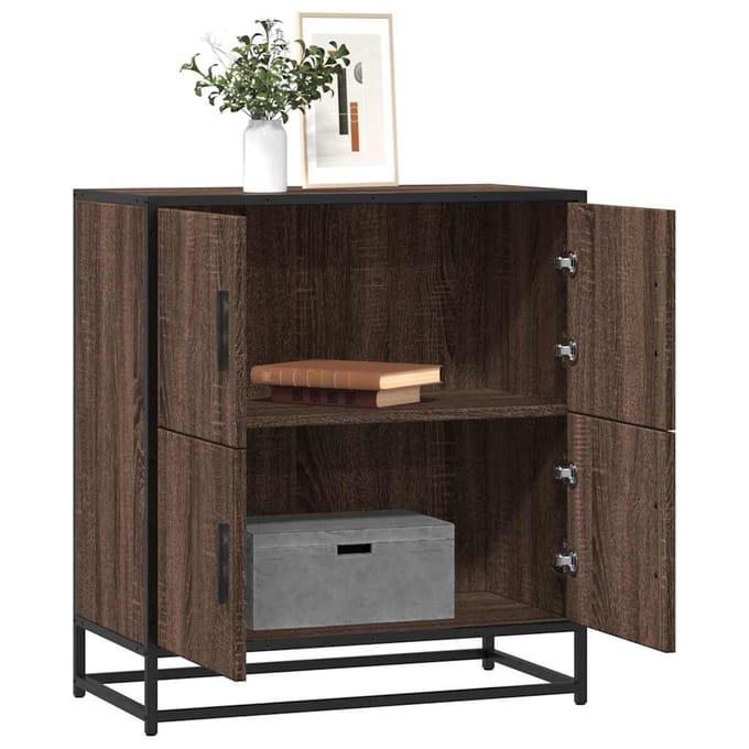 vidaXL - Dressoir - 68x35x76 - cm - bewerkt - hout - bruin - eikenkleur