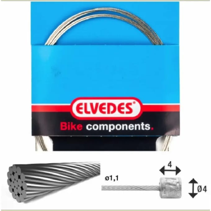 Elvedes RVS binnenkabel versnelling - 4.00m - 4x4mm nippel - Geschikt voor Nexus