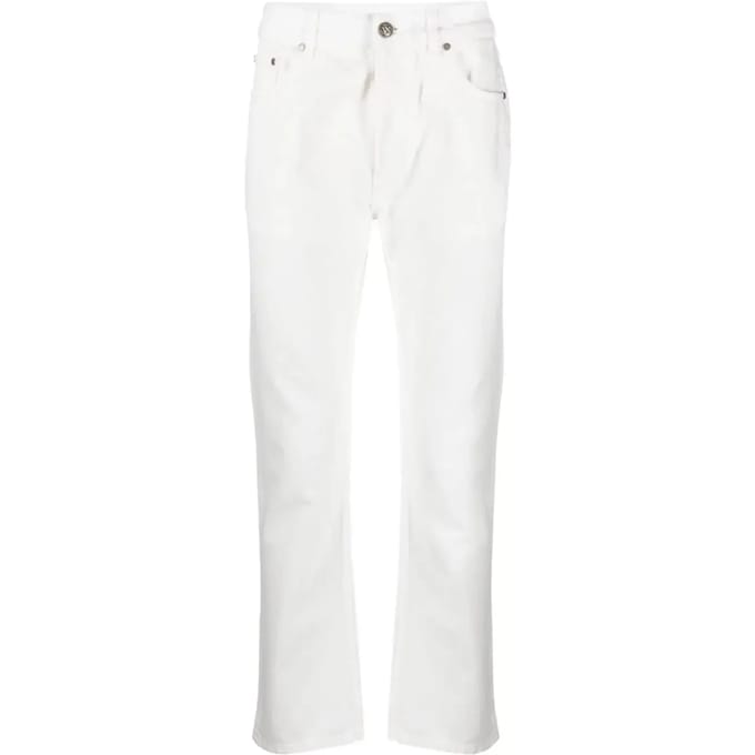 5-pocket slim fit denim met riemlussen 18 cm in wit