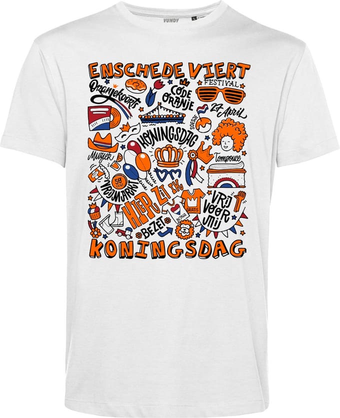 T-shirt Enschede Oranjekoorts | Wit | maat S