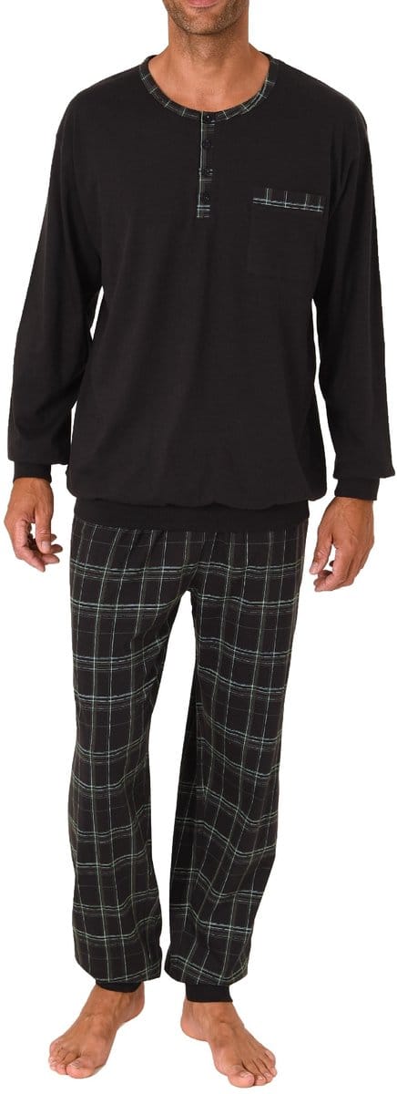 Herenpyjama met manchetten en geruite jersey broek - ook in oversize