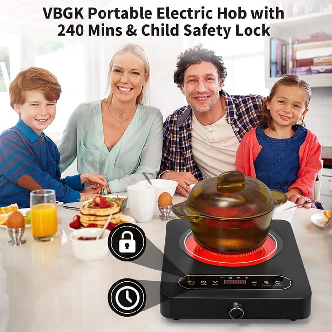 Keramische Kookplaat 2000W met Touch Control en Timer