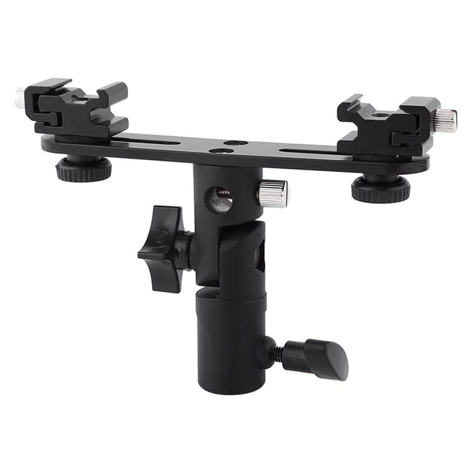Support Double Griffe Flash Noir Porte-Parapluie Support de Pied d'Éclairage Pour Photographie Photo Vidéo black