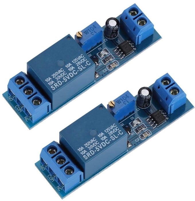Allecto - 5V Tijdrelaismodule - Instelbare cyclus - Vertragingstimer - Compact formaat - 0-10 seconden vertraging - Geschikt voor diverse toepassin...