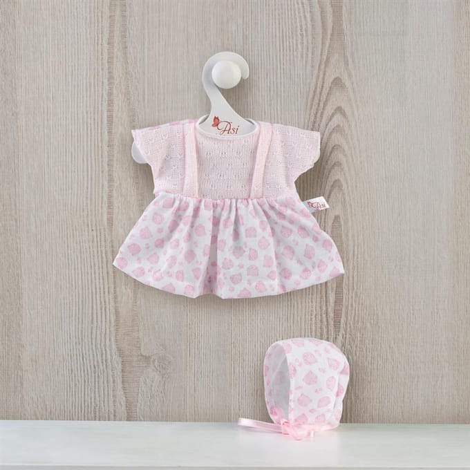 Asi poppenkleding jurk en muts - poppenaccessoire multicolor.