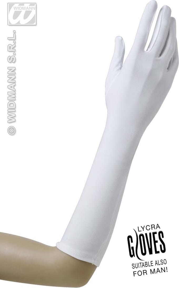 handschoenen lycra 37cm wit