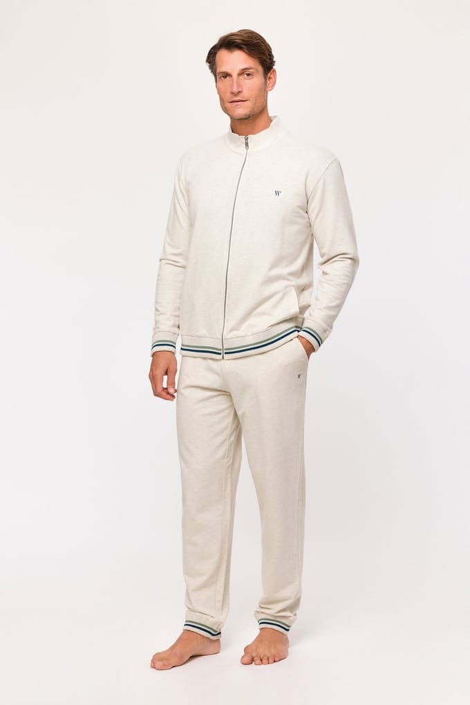 Woody Heren jas en broek, beige melange - maat M
