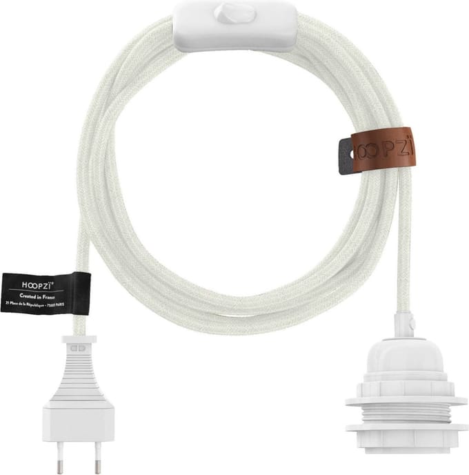 Lampfitting met stekker en schakelaar - Wit - 1 fitting wit