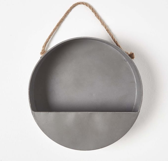 Homescapes Ronde middelgrote metalen hangpot, 30 cm