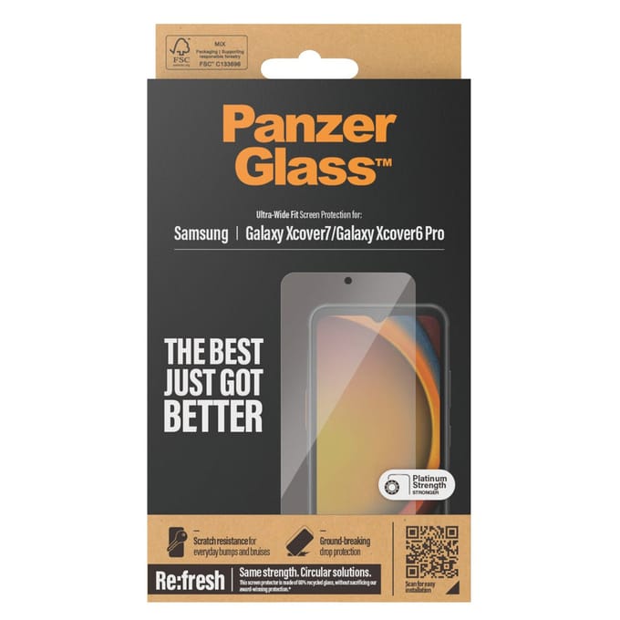 PanzerGlass Screenprotector geschikt voor Samsung Galaxy Xcover 7 Glazen | PanzerGlass Ultra-Wide Fit Screenprotector - Case Friendly
