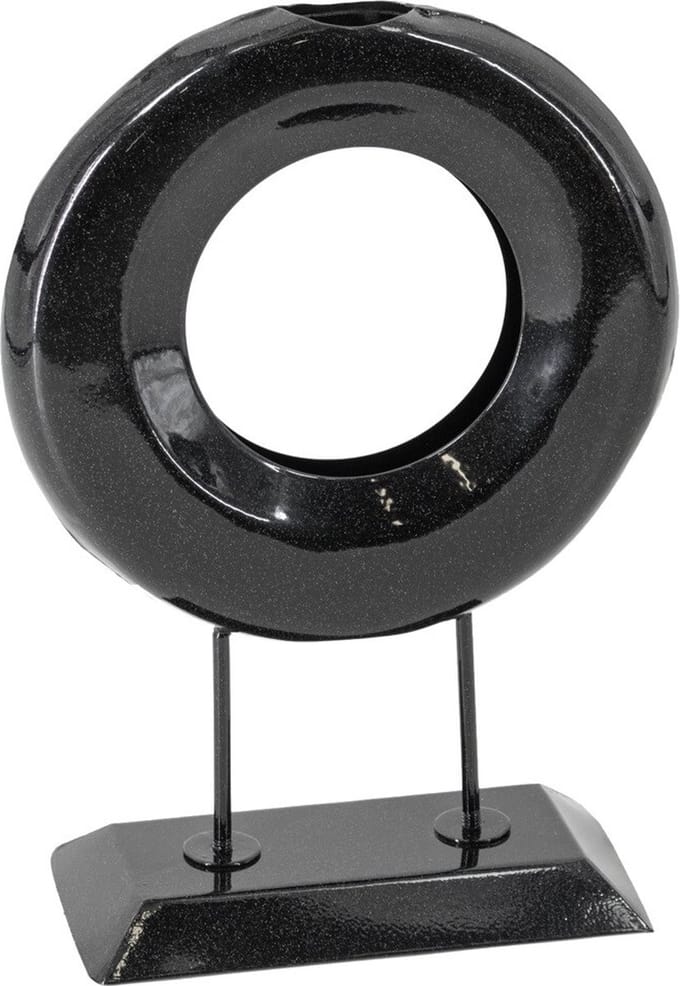 Metalen ornament donut black marble