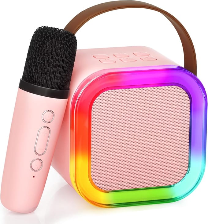 Kinderkaraoke-machine draagbaar zangplezier roze