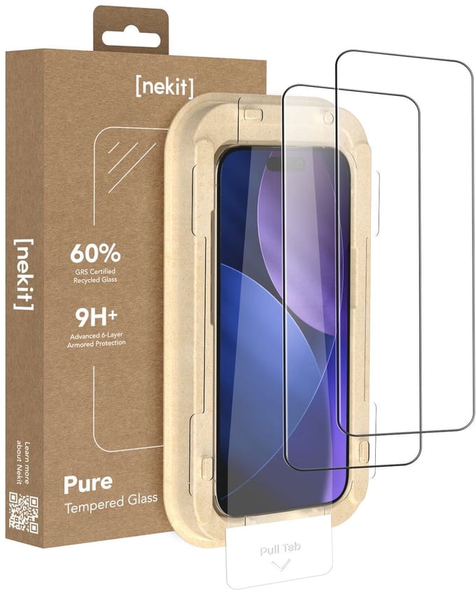 NEKIT Pure - Duo Pack Tempered Glass Geschikt voor iPhone 17 Pro Max - 9H+ Gehard - GRS Gerecycled Glas - Screen Protector met Installatiebox - Case Friendly