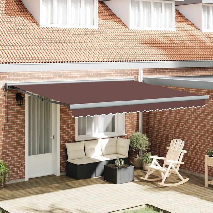vidaXL - Uitschuifbare - luifel - Bruin - met - Antraciet - Frame - 400 - × - 300 - cm