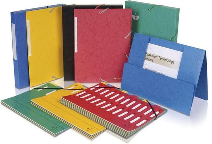 Exacompta 25x Scotten Elastomap + 3 kleppen in gewafeld glanskarton 600g/m2 - A4 - Geassorteerd - 55950E