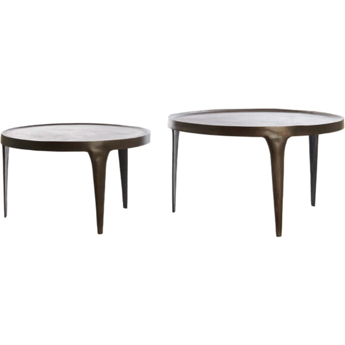 Light & Living - Salontafel TOBIAS - Ø75x44cm - Bruin - Set van 2