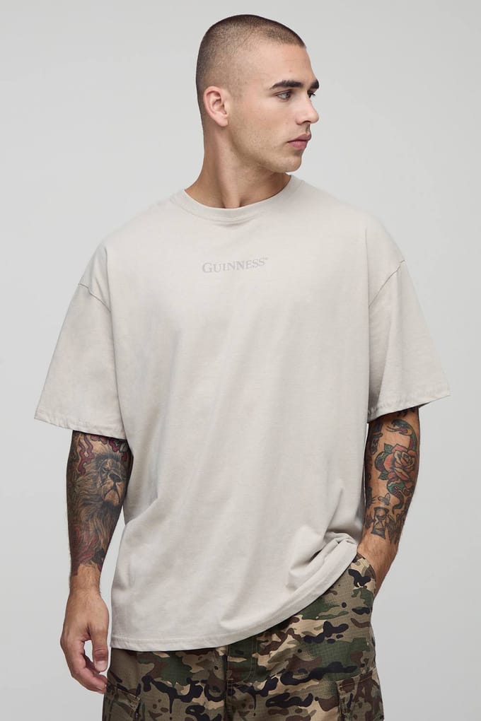 Stone Oversized Guinness-licentie bedrukte T-shirt | Size Medium