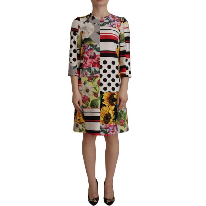 Bloemenpatchwork Mini-jurk Multicolor