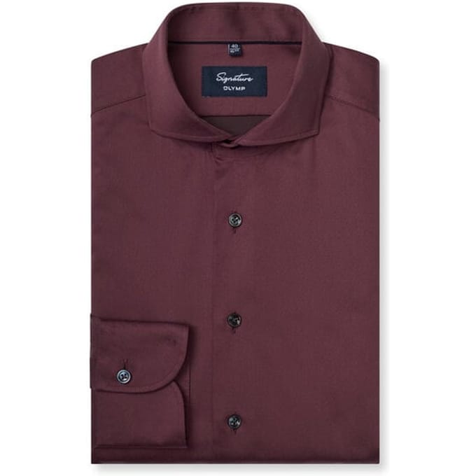 OLYMP Signature Overhemd, Tailored Fit, Signature Cutaway, Bordeauxrood