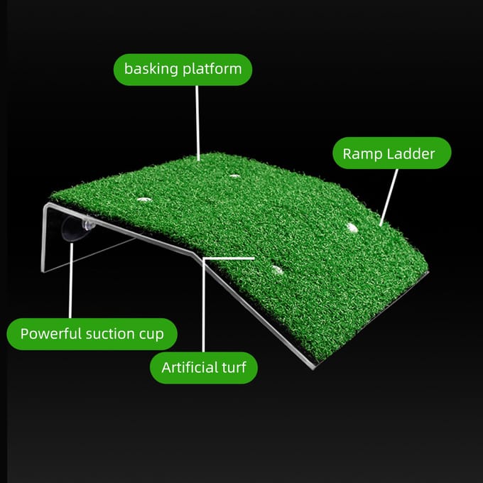 Turtle Ramp Turtle Basking Platform Tortoise Ramp Reptielenladder Rustterras voor aquariumvissen M Size green