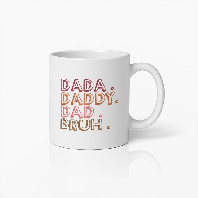 Grappige Vader Mok 330ml – Dada Daddy Dad Bruh – Humoristische Vaderdag Koffiebeker Cadeau